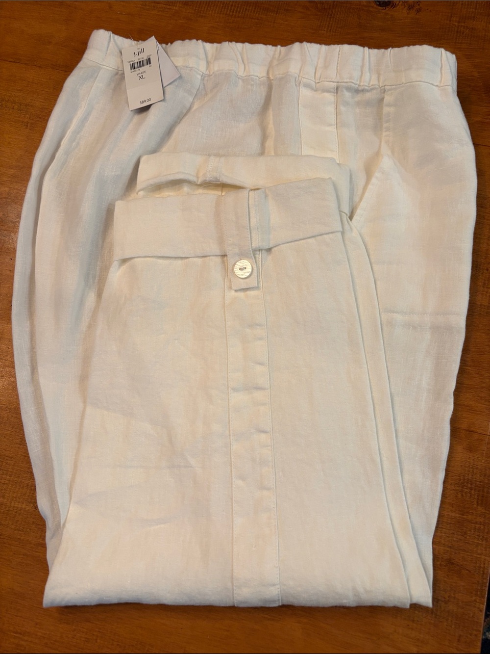 J. Jill White Linen Elastic Waist Pants
